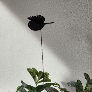 Mini Black Robin Plant Stake