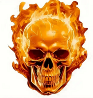 Flame Skull Waterproof Decal