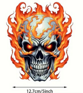 Flaming Skull Waterproof Decal
