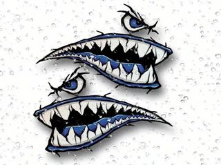Shark Mouth Vinyl Decal x 2