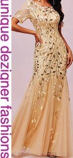 Drape yourself in elegance with this enchanting  golden beige gown