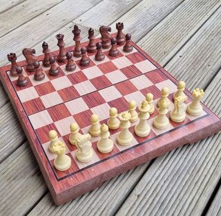 Magnetic Chess Set with wood style pieces and board