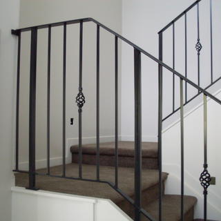 Wrought iron balustrade on staircase