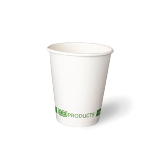 8OZ Single Wall 'Greenstripe' White PLA Hot Cup - Detpak
