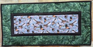 Fantail Table Runner  on Blue