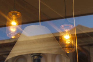 Port Chalmers shop window - AGEE Jar lightshades!