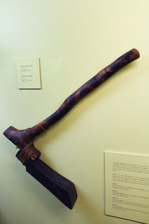 A complete hafted toki at Southland Museum, Invercargill