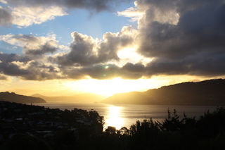 Back in Dunedin, McAndrews Bay sunset and the location of another lovely hosts home we had on our trip