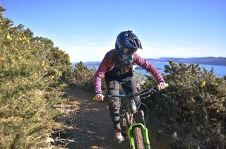 Millie in the women's Whirlwind Jersey on a stunning winter's day