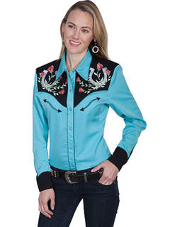 Scully Western Shirt Turquoise