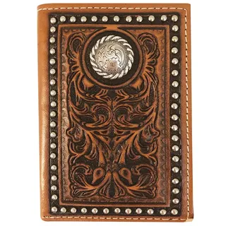 Roper Tri-Fold Wallet Tooled Leather