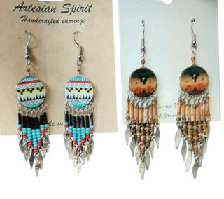 Western Express Hand Painted Earrings - Round