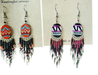 Western Express Hand Painted Earrings - Oval