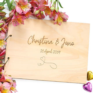 Guest Book - Personalised Wooden Cover with Handwritten Font