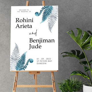Wedding Poster - New Zealand Fern & Frond in Watercolour