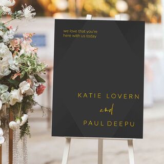 Wedding Welcome Poster - Gold Lettering on Art Deco Black Background