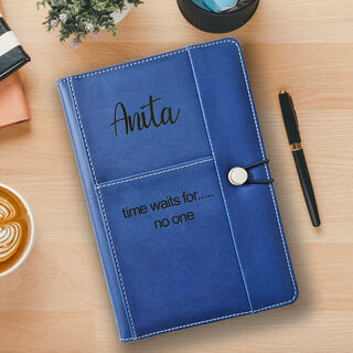 Personalised Leather Journal - Navy Premium Style