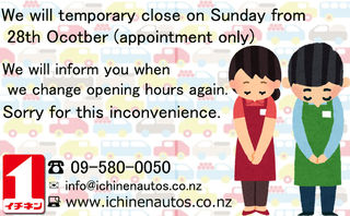 We will temporary close on Sunday...