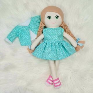 Dolls Reversible Jacket and Dress - Turquoise Tiny Floral