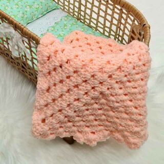 Dolls Crocheted Blanket - Peach