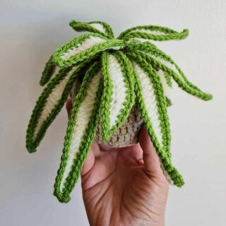 Crocheted Spider Plant with Taupe Pot