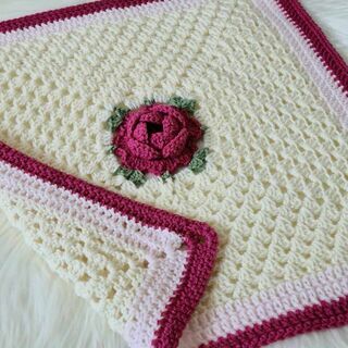 Dolls Crocheted Blanket - Rose