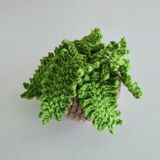 Crocheted Fern Plant with Brown Pot