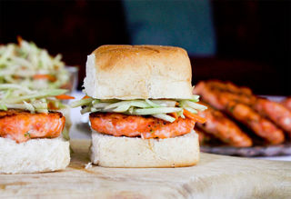 Salmon sliders w/ pickled citrus mayo & watercress