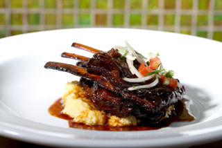 Charred Lamb ribs w/ haloumi and sesame oil