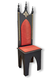 Queen Throne Wooden Black & Red (H: 1.64m x W: 0.48m x D: 0.45m)