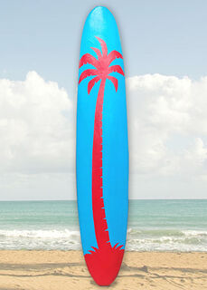 Surfboard Longboard Red & Blue Palm (H: 2.8m x W: 0.6m)