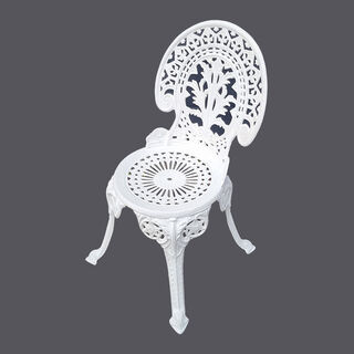 Chair White Wrought Iron Outdoor (H: 0.87m x W: 0.39m x D: 0.36m)