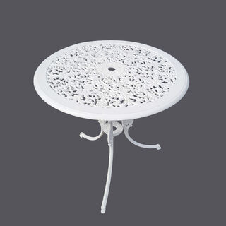 Table White Wrought Iron Outdoor (H: 65cm x D: 70cm)