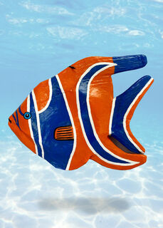 Fish Paper Mache Large Blue + Orange (H: 50cm x L: 65cm)
