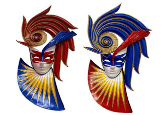 Circus/Jester Mask Blue,Red, White (H: 0.7m)