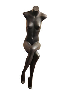 Mannequin #11 Cross Legged Black Female (H: 0.65 m (sitting) L: 1.3m)