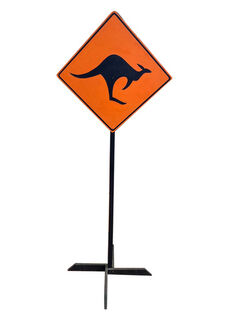 Kangaroo Crossing Sign (H: 1.4m x W: 0.5m) on stand