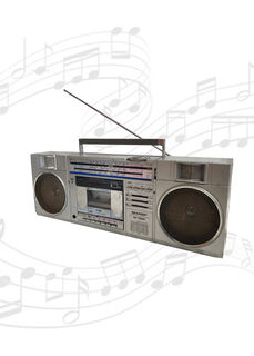 Radio Boom Box #4 Sharpe GF-7500 80’s Silver (H: 21cm x L: 55.5cm x W: 13.5cm)