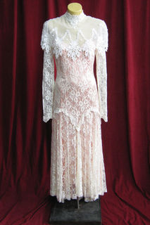 Wedding Dress 1920s Pink With Lace Overlay SZ8