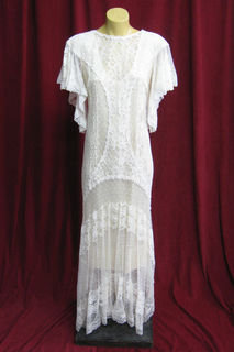 Wedding Dress 1920s Cream Lace SZ0