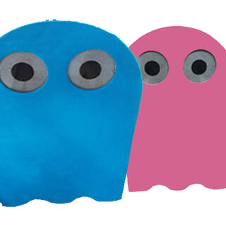 Pacman Characters - Blue/Pink Fluffy Wearables (H: 1.3m).
