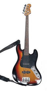 Electric Bass Guitar Black + Orange