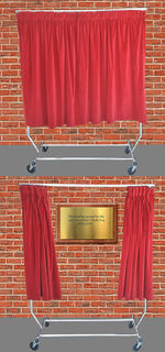 Drawstring Red Velvet Curtain for Plaque on Chrome Stand (Curtains L: 1.28m x H: 1.67m)