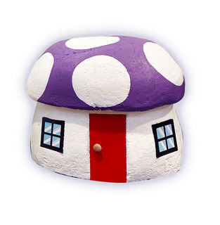 Toadstool House Purple Roof (H: 70 x D: 65cm)