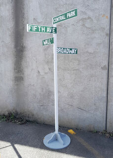 Four-way New York Road Sign (H: 2.3m x W: 1.2m)