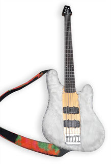 Electric Bass Guitar w/  Fluffy White Case