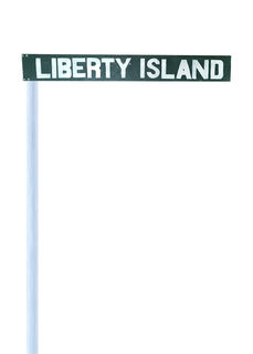 SIGN: New York ‘Liberty Island’ on Stand (H: 2.3m x W: 0.87m)