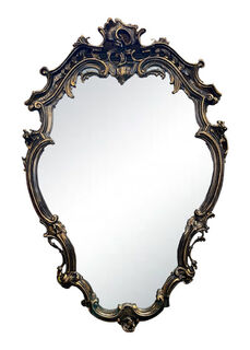 Mirror #3 Oval Ornate Black + Gold (H: 1m x W: 0.5m)