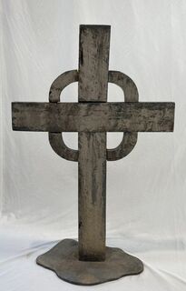 Gravestone Cross D - Wooden w/ Rounded Square (W: 0.8m x H: 1.25m)