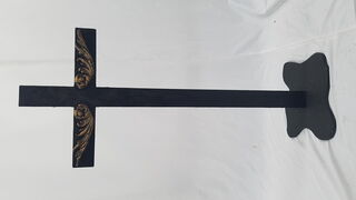 Gravestone Cross E - Black & Gold (W: 0.45m x H: 1.2m)